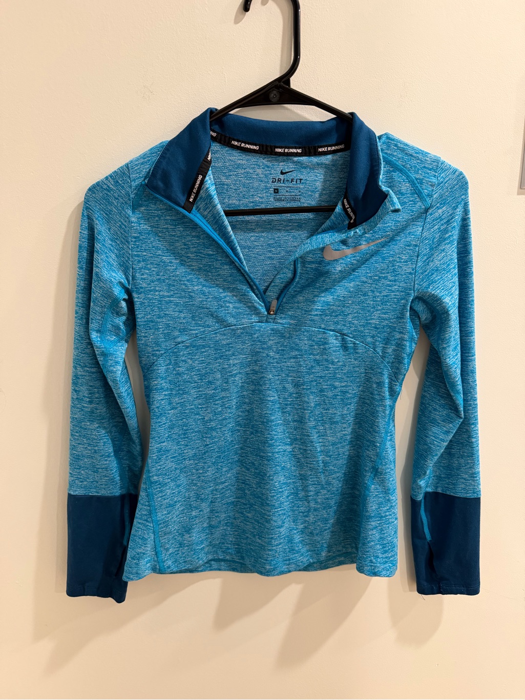 Nike Blue Heathered Dri-Fit Quarter-Zip Pullover